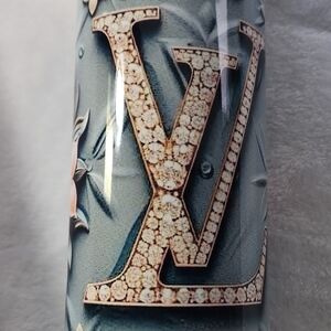 Crystal LV Monogram Tumbler - Blue & Pink Hand Crafted 20 Oz. NIB